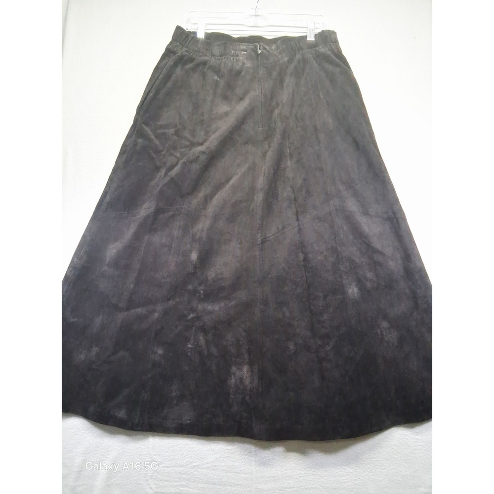 Evan Davies Women 100% silky Pig Suede Skirt Below knee Lenght Size 8‎ Black